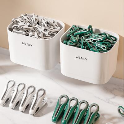 24/36pcs Clothes Pins With Storage Basket Plastic Laundry Hanging Pegs Clips Household Food Clip Socks Underwear Rack Holder