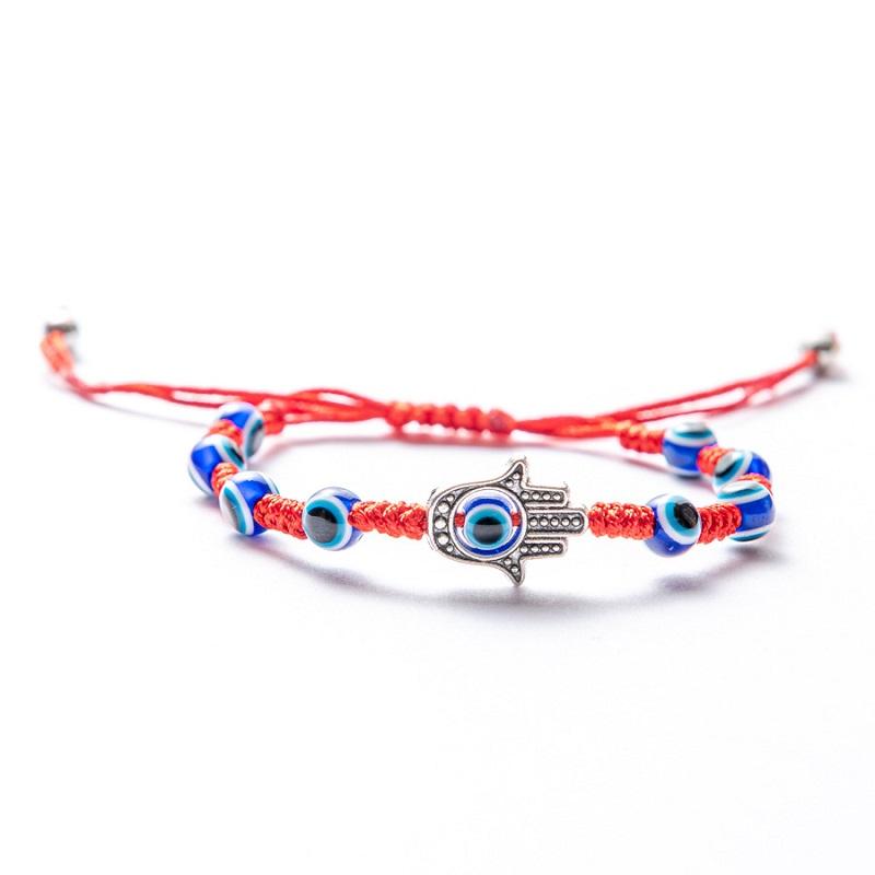 Handmade Adjustable Braided Rope Bracelet Lucky Fatima Hamsa Hand Evil Eye Charm Bracelets for Women Men Couple Amulet