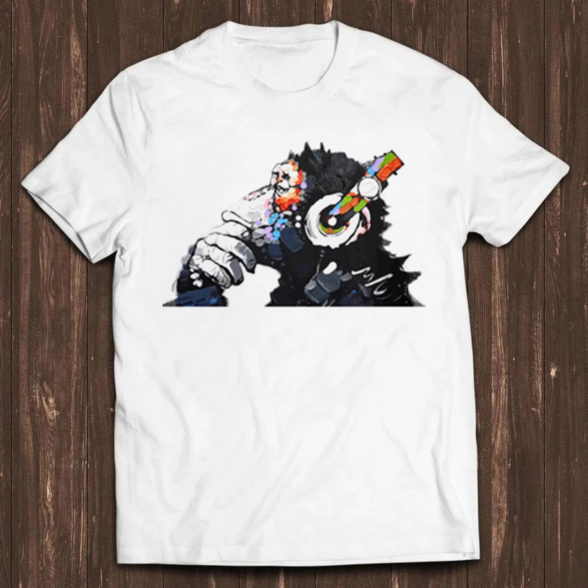 

Comfortable DJ Monkey Thinker with Headphones Fashion Art Retro Funny Parody 2026 New Cotton Summer Tshirt for Men - Men s S... S