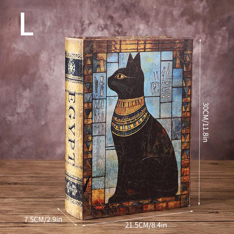 Ancient Egypt Simulation Book Storage Box Retro Jewelry Box Magic Book Wooden Leather Creativity Desk Livingroom Ornament Crafts