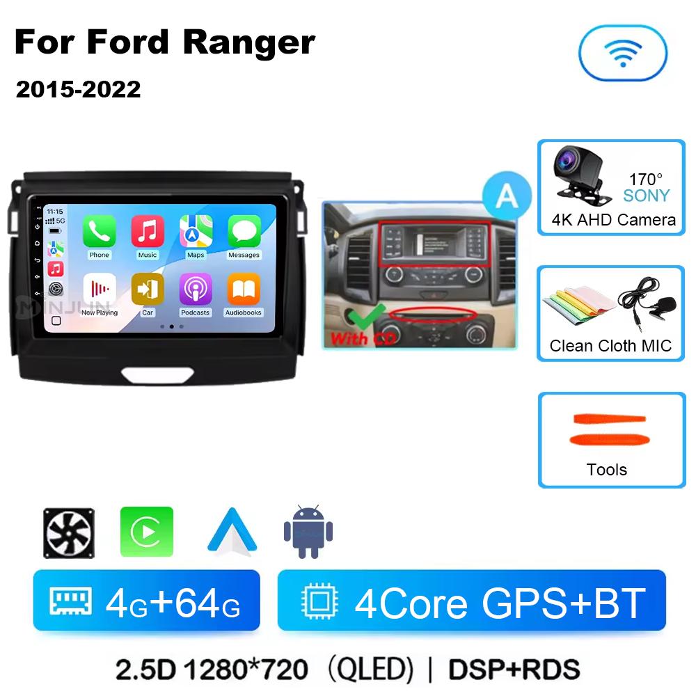 Android 14 Car Radio Stereo Screen For Ford Ranger 2015 2016 2017 2018 2019-2022 Qualcomm Multimedia Carplay Autoradio Head unit