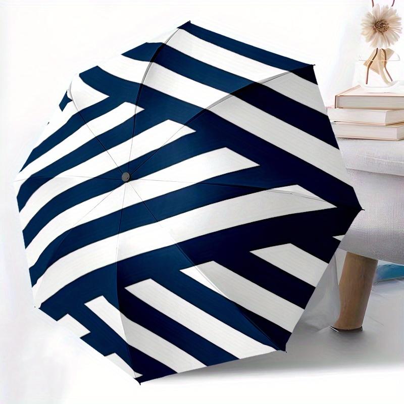 1pc Nautical Stripes Automatic Open/Close Umbrella with One Touch Button,, Windproof Design   Lightweight Portable Umbrella for Women & Men6093