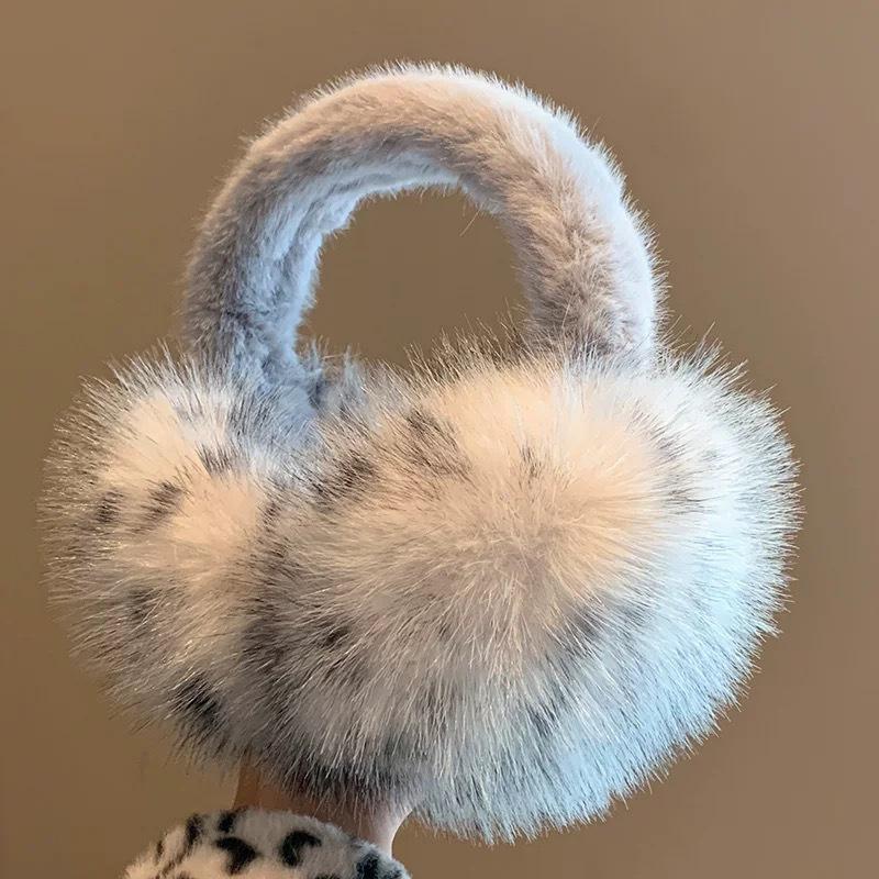 

Трендовые зимние ветрозащитные леопардовые плюшевые наушники Y2K, утолщенная шапка для ушей, защита от мороза, защитное покрытие для ушей One size