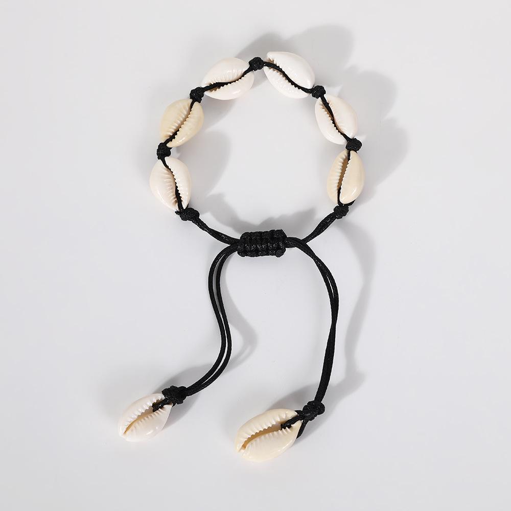 Hawaiian Bohemian Shell Beaded Bracelet with Waxed Cord