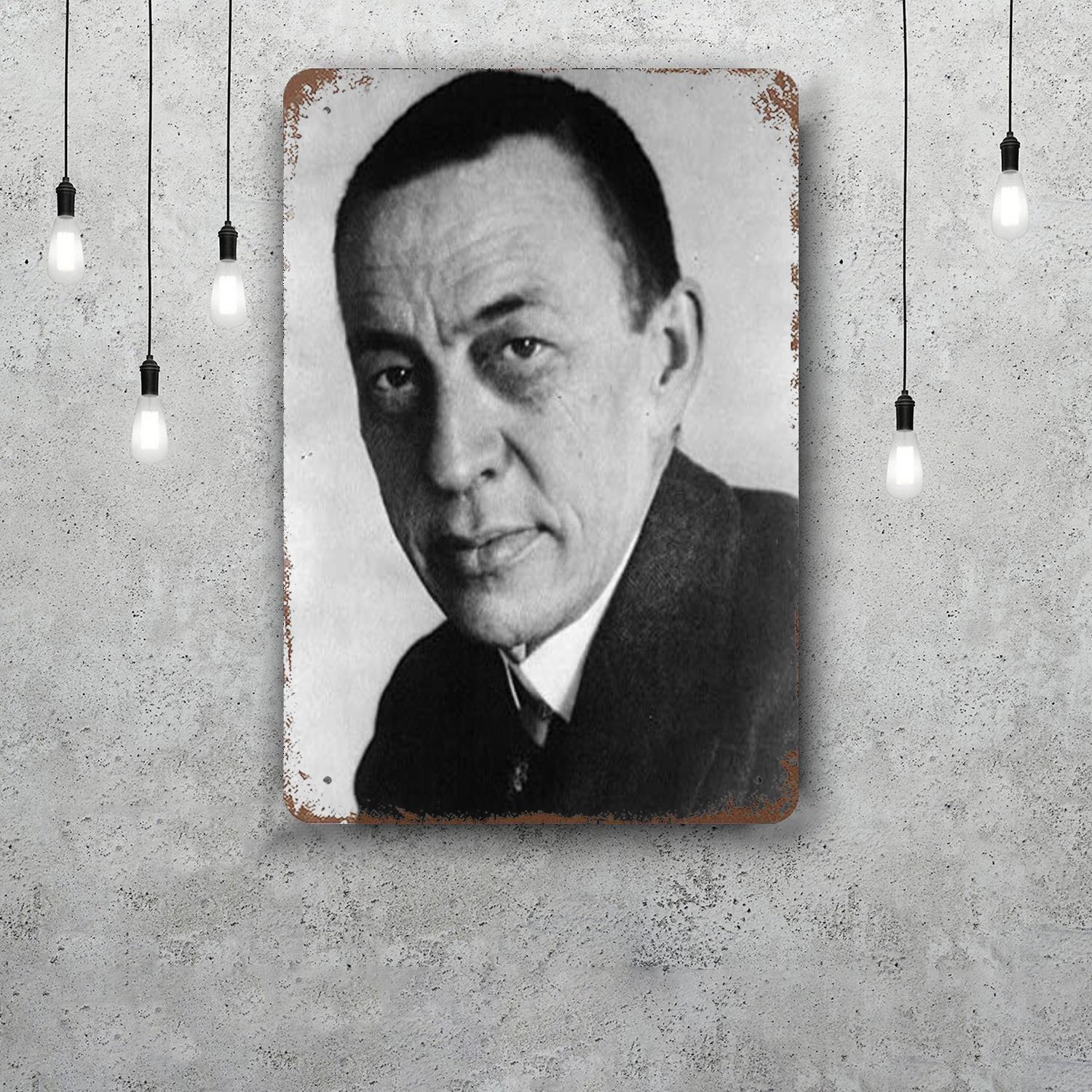 

Sergei Rachmaninoff Decor Poster Vintage Tin Sign Metal Sign Decorative Plaque for Pub Bar Man Cave Club Wall Decoration 20x30cm（7.8x11.8inch）