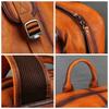 Retro Backpack, Hand-painted Genuine Leather, Casual Travel Backpack, Vegetable-tanned Leather Bag