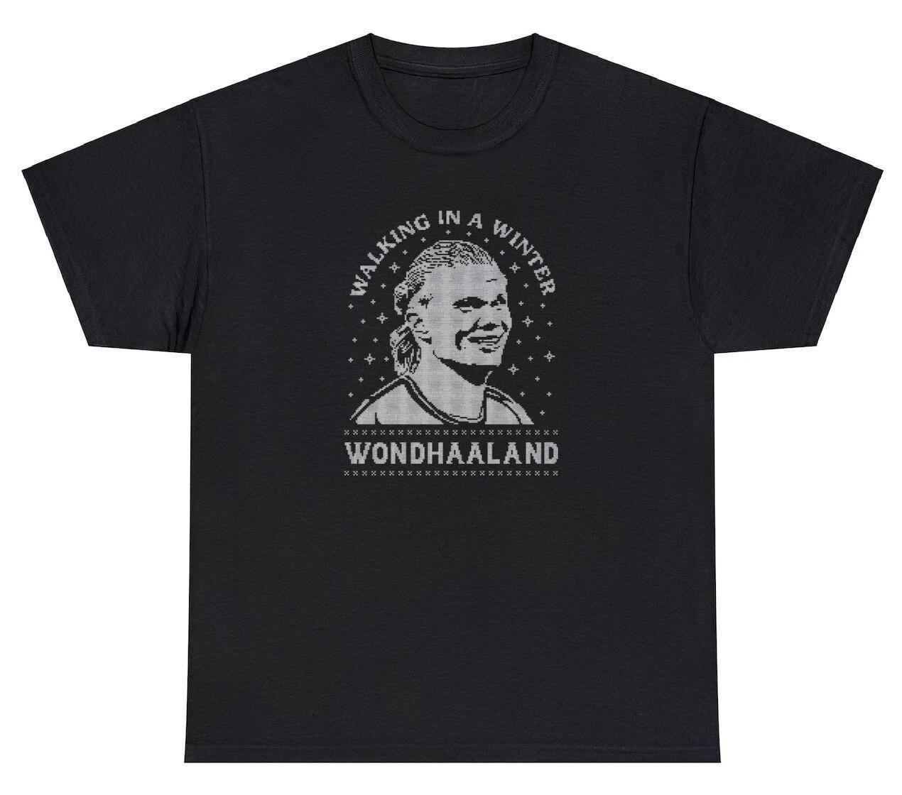 Walking In A Winter Wonder Haaland T Shirt Funny Man City Football Soccer Tee L