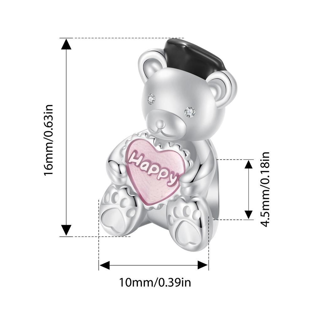 WOSTU 925 Sterling Silver Bear Charms Baby Bottle Set Pendant Fit Original Bracelet for Graduation DIY Jewelry Wishes Gifts