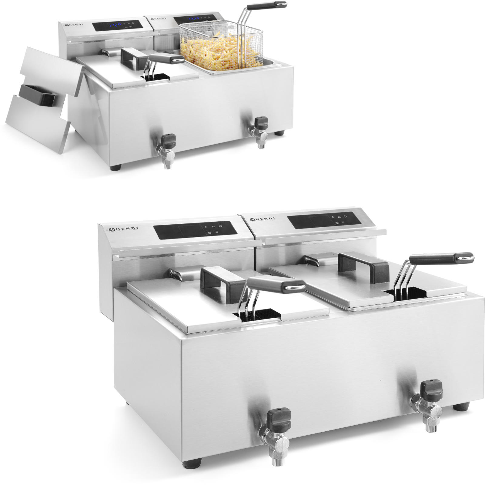 Mastercook digitale Panel-Fritteuse mit Zapfhahn 2x8L 2x3500W 2x8 L / 2x3500W
