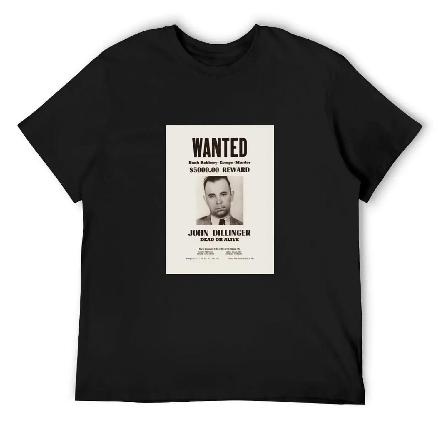 Джон Диллинджер - Разыскивается Живым Или Мертвым Футболка аниме вещи Роскошная мужская оверсайз одежда для мужчин S
