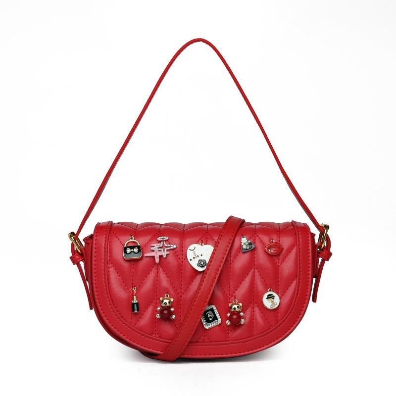 Bags Xiaoxiangfeng Rhombus Women's Bag 2025 New Korean Edition Fashion Splicing Trend One Shoulder Crossbody Saddle Bag