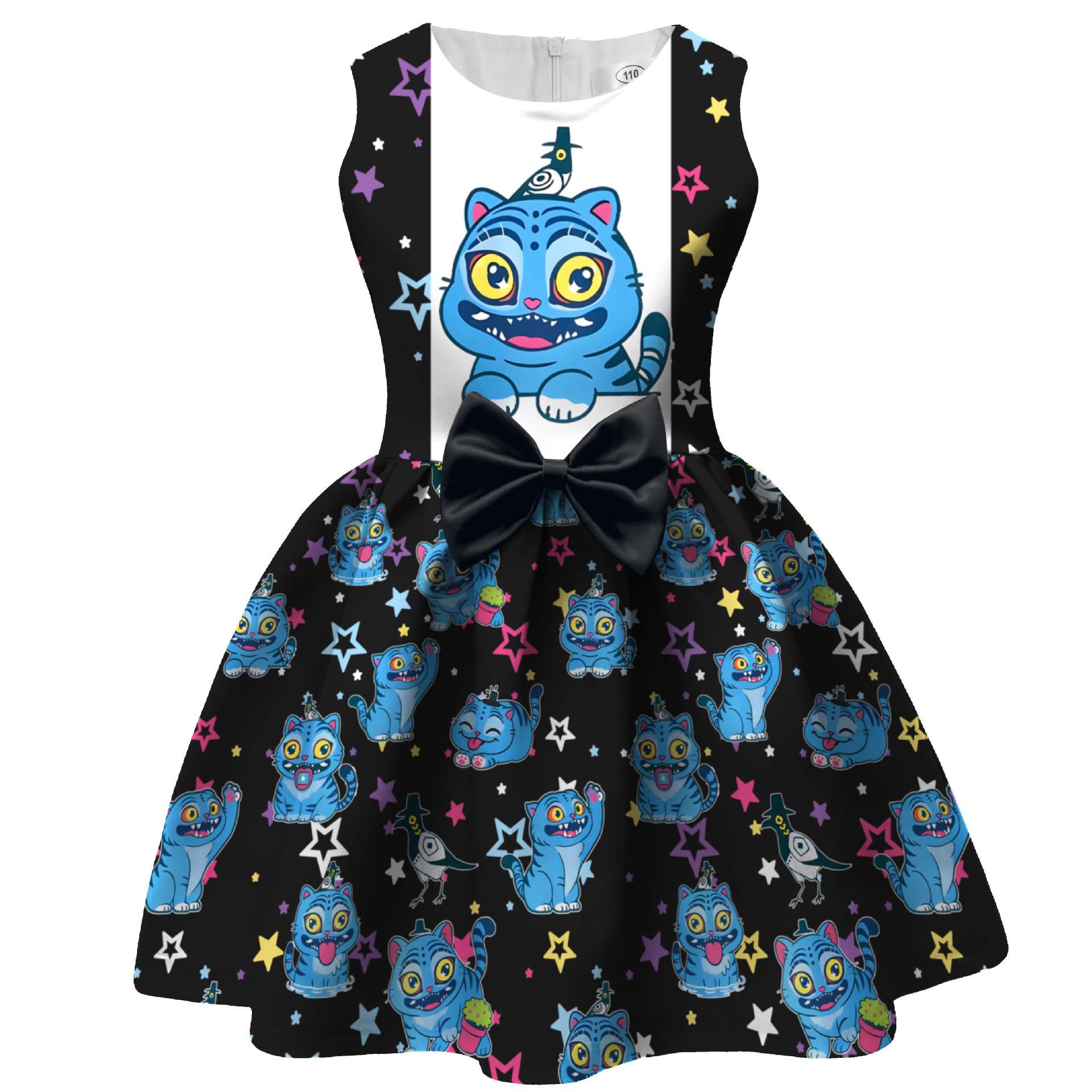 New Cross-border Demon Hunter Girl Printed Bowknot Children s Formal Dress 94202 Size 150 чёрный