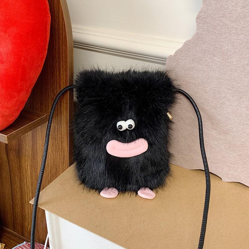 2025 Herbst/Winter Trendige Cartoon Fell Umhänge- & Handytasche – Flauschige Handtasche für Damen