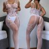 Sexy Fishnet Bra One-piece Crotchless Panty Set Erotic Body Stockings Women  Transparent Lingerie Porn Open Tights Underwear