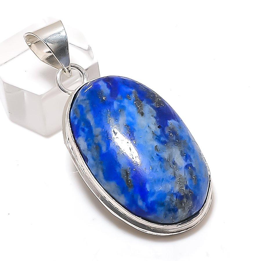Lapis Lazuli Gemstone 925 Sterling Silver Jewelry Pendant 2.05"