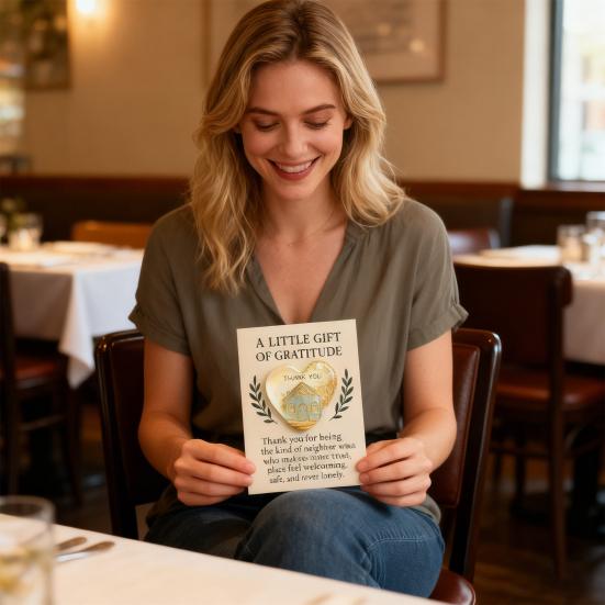 Yousheng Thank You for Being The Kind of Neighbor Gift Little Heart Pocket Hug Token with Inspirational Card Appreciation Gifts for Neighbors