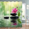 Tenda Doccia Zen Paesaggio di Loto Tenda Doccia Meditazione Pietre Zen Bambù Verde Fiore Pianta Tende Doccia Arredo Bagno