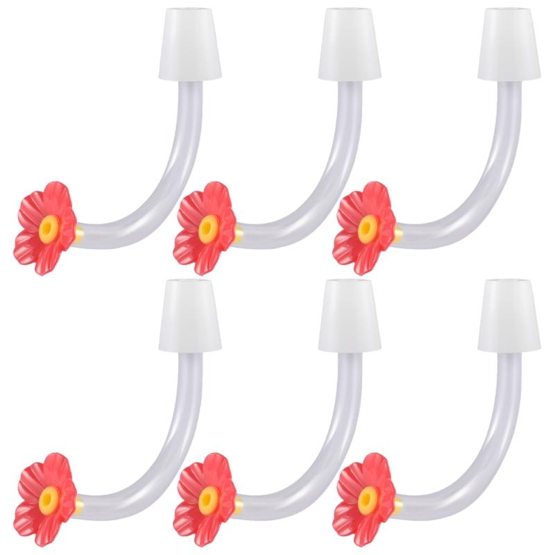 6Pieces Hummingbird Feeders Spouts Plastic Flower Feeders Nozzle Leakproof Bird Feeders Replacement Part Feeding Essential