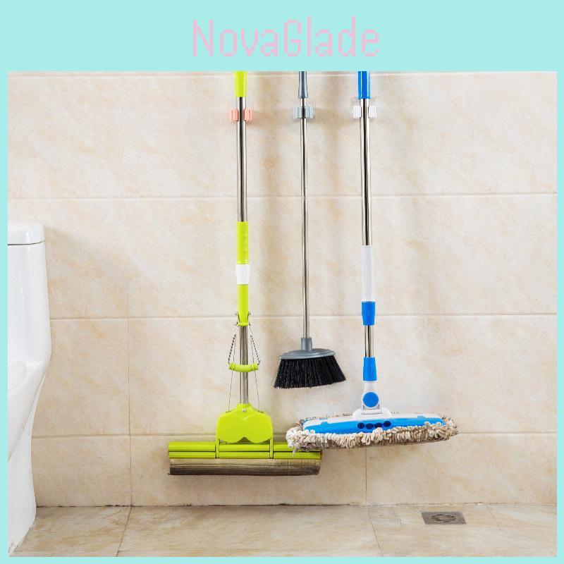 Functional Wall Mounted Mop Organizer Holder Featuring Space-saving Broom Hanger Design
