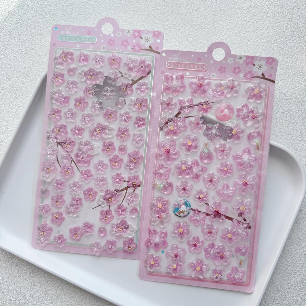 Romantic Sakura Petal Cherry Blossom 3D Relief Stickers Scrapbooking Diy Journaling Stationery Diary Decor School Cute Stickers