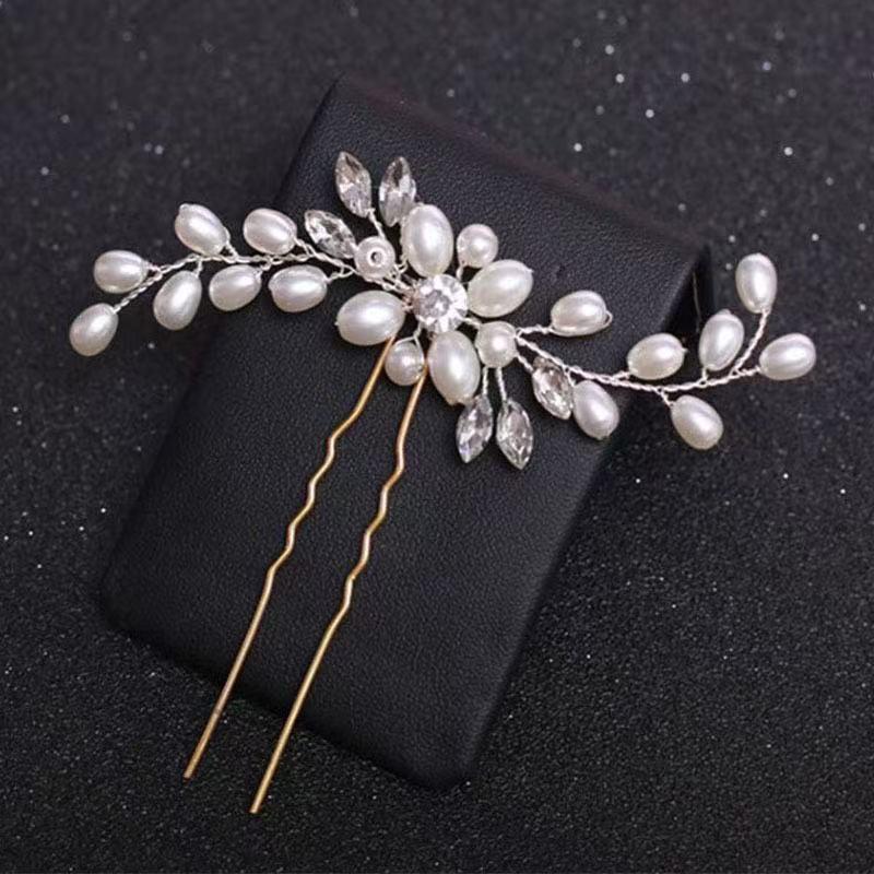 Gold & Silver Bride Hairpins with Pearl - European & American Wedding Updo Accessories