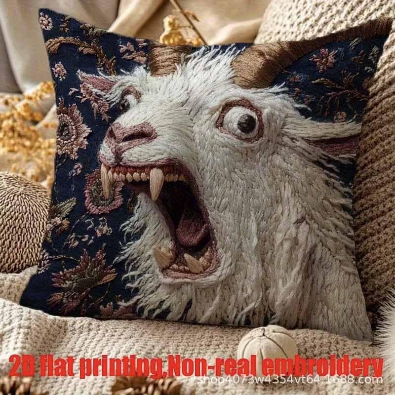 Colorful Bohemian Short Plush Pillowcase 45x45cm Adorable Kitten Living Room Bedroom Decor (Pillow Insert Not Included)