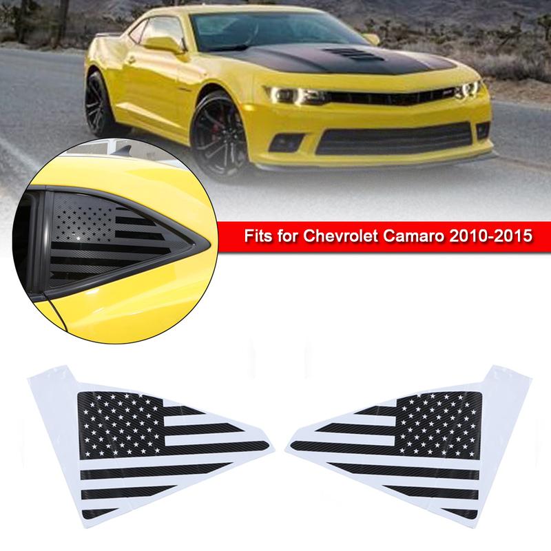 Artudatech Rear Triangle Quarter Window  Flag Decal Sticker Trim For Camaro 2010-2015 Car Accessories