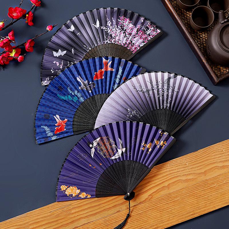 Ancient-Style Chinese Folding Fan for Hanfu, Qipao, Dance - Portable Summer Fan for Women, Kids, Students