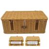 Handwoven Cable Management Box 4 Open Slots Imitation Rattan Cord Organizer For TV Wires, Computer, Router, USB Hub