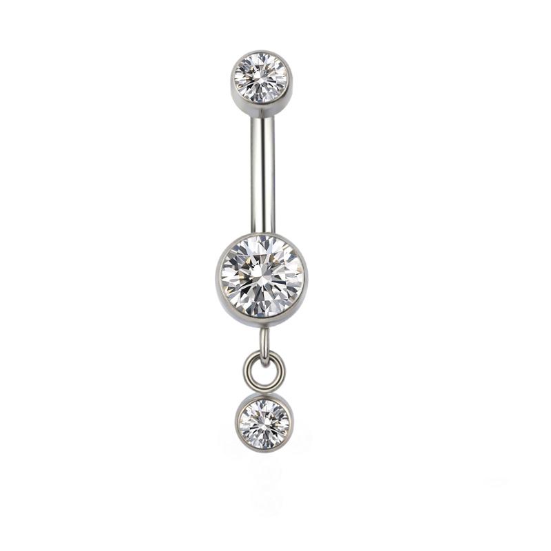 ASTM F136 Titanium PIERC Pendant Curved Navel Barbell Shiny CZ Sexy Belly Dance Earrings Bellybutton Helix Body Piercing Jewelry