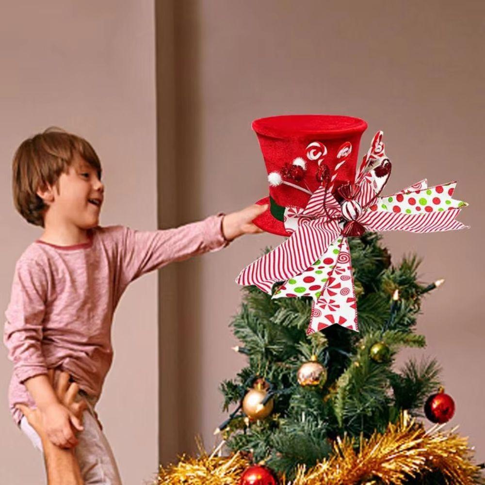 Cane Sugar Decoration Christmas Tree Hat Red Hat Christmas Top Hat Decorative Hat Christmas Tree