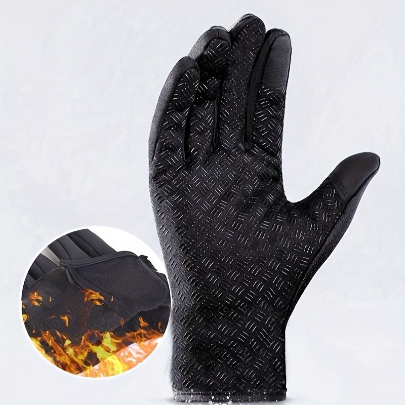 Winter Gloves for Men, Windproof & Warm, Polyester Fabric with Zipper Closure, Ideal for Outdoor Cycling Winter Gloves