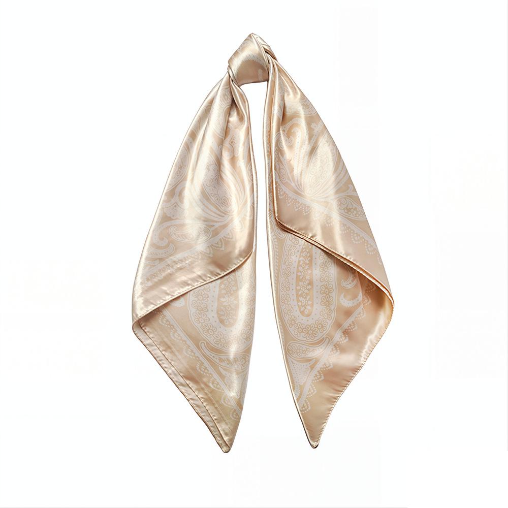 90cm Women's Cashew Silk Scarf: European-American Retro Paisley Print Headscarf