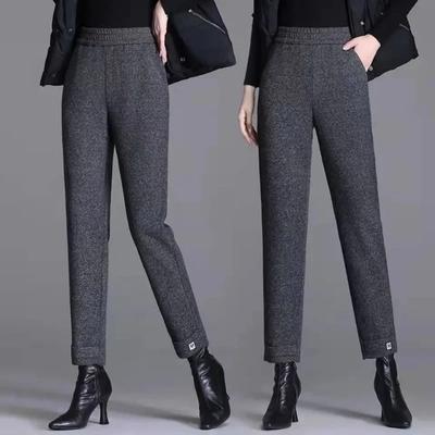 Autunno e Inverno Pantaloni Classici Elasticizzati Monocolore da Donna Vita Alta Lana Moda Casual Formale Pendolare Pendolare