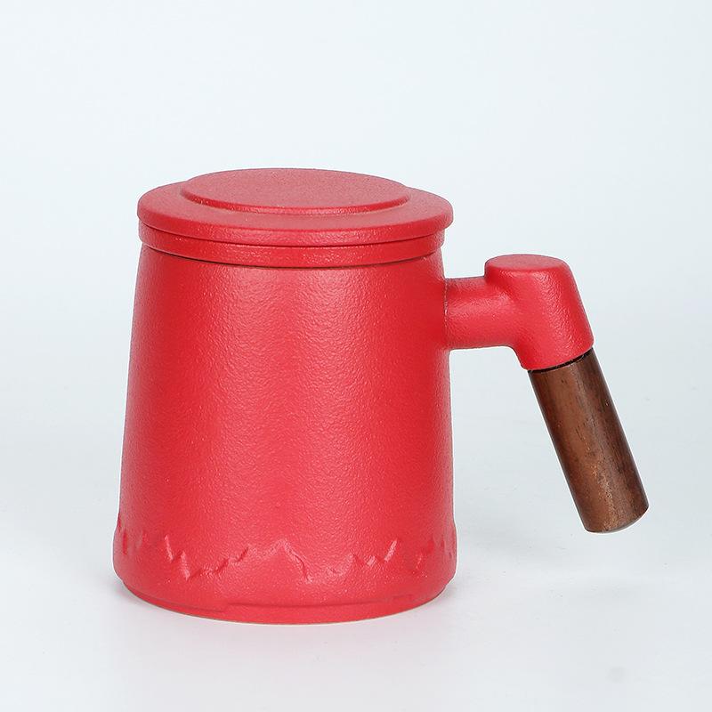 

Ceramic cup, tea separation cup, office tea cup, cup with lid, filter cup, mug, personal cup, business gift 400ml