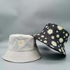 Fashion Fresh Double-sided Daisy Embroidery Summer Daisies Bucket Hat Unisex Fashion Cotton Beach Sun Floral Hat Fisherman Hat