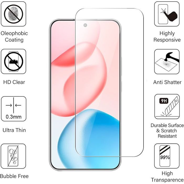 2 Verres Trempés et 2 Vitres Caméra Arrière pour Honor 400 - Protection Anti-Rayures