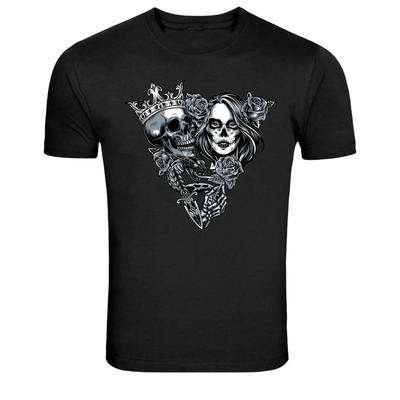 Gotisches Totenkopfkönig und Skelettkönigin Grafik-T-Shirt