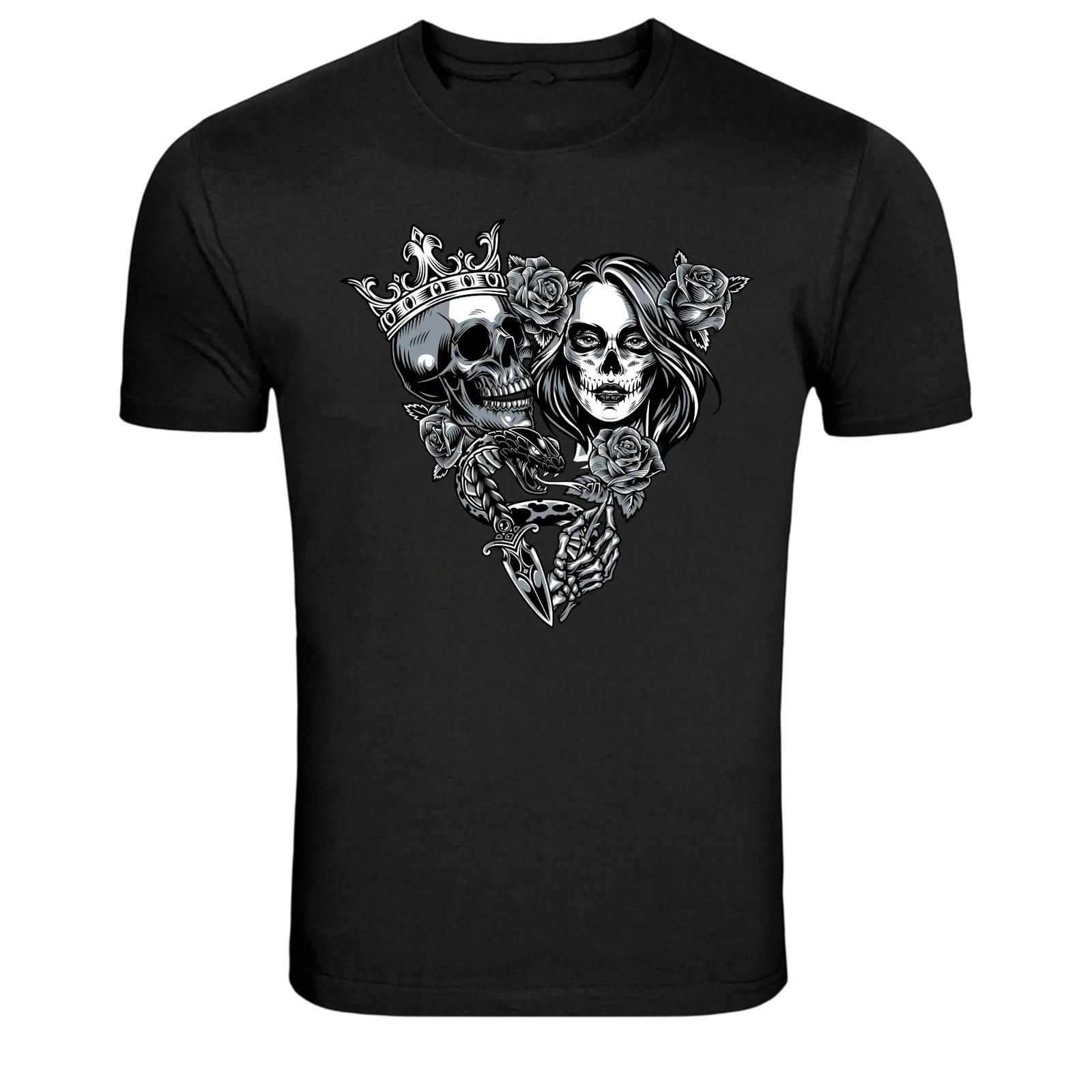 Gothic Skull King And Skeleton Queen Graphic T-Shirt 2XL