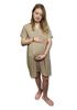Maternity Nightgown for Childbirth Cotton Short Sleeve Size Beige