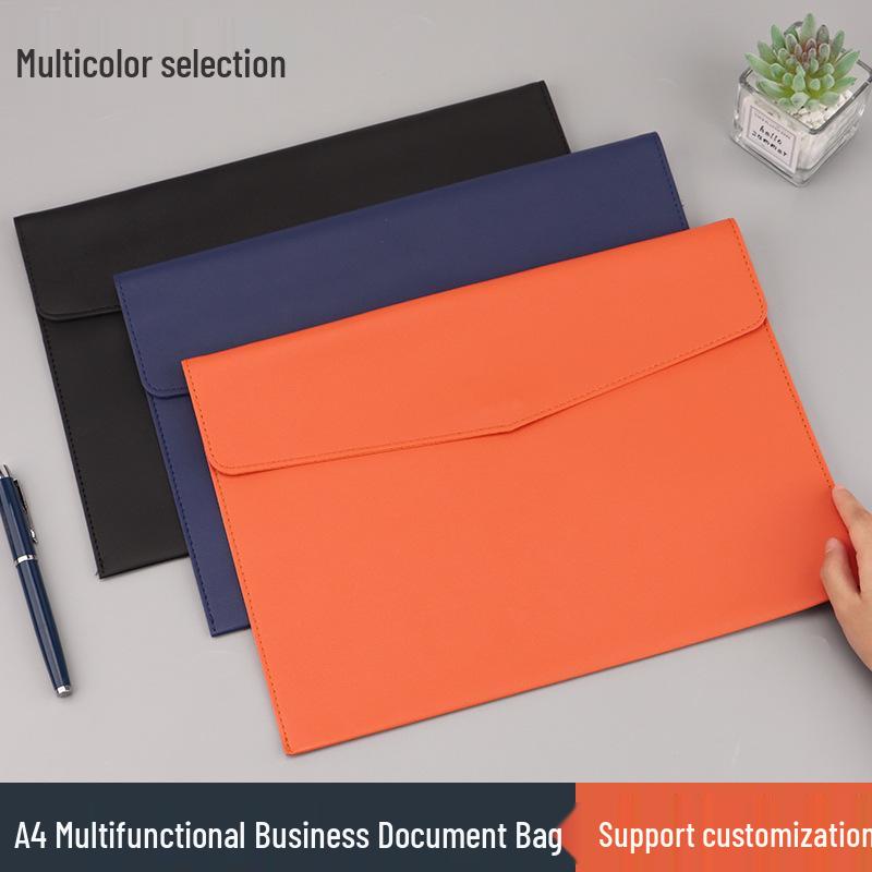 A4 Waterproof Leather Document Bag - Large Capacity & Custom Logo