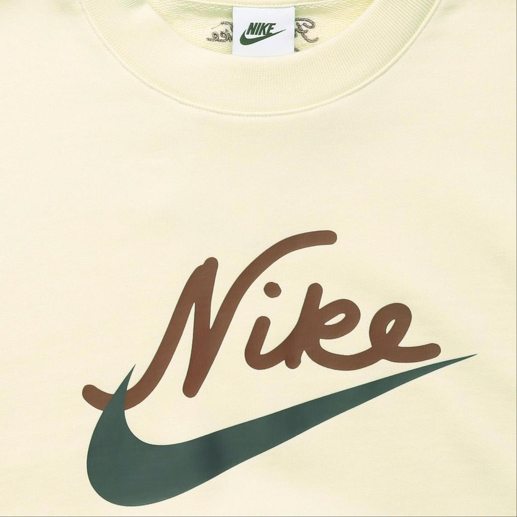 Nike Letter Logo Print Knit Sweatshirt Men Tops Beige FV9513-113