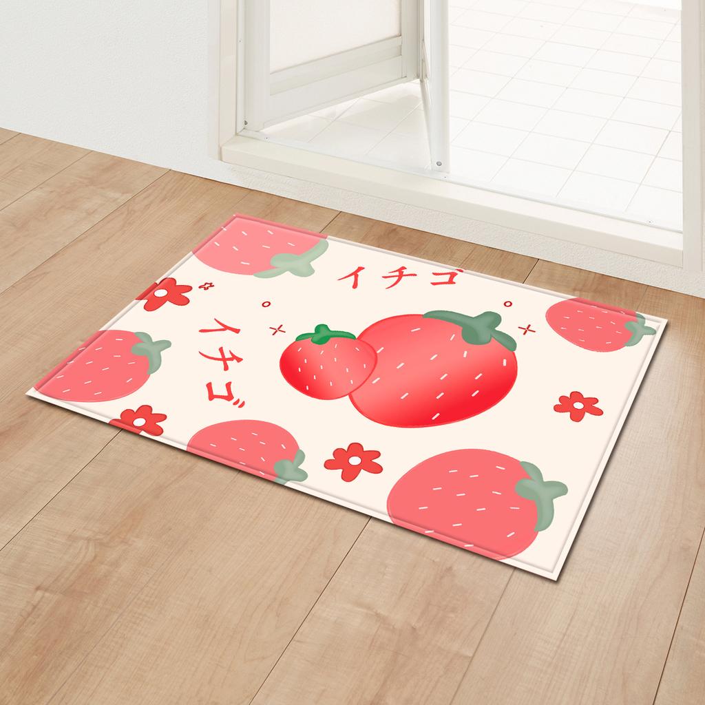 Strawberry Girl Heart Bathroom Absorbent Floor Mat Entry Door Mat Bedroom Door Mat Bathroom Non-Slip Foot Mat