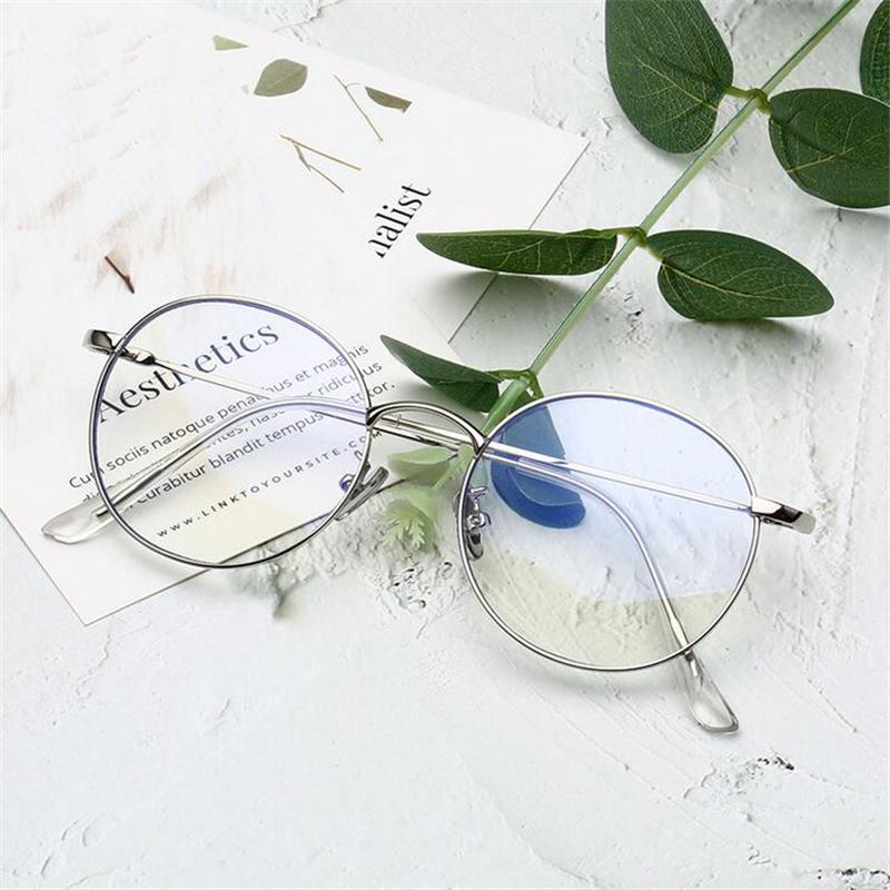 Anti Blue Light Round Finished Myopia Glasses Women Men 77507 Metal Oval Short Sight Spectacles Diopter -0.5 -0.75 -1.0 To -6.0