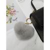 MAIA Rabbit Fur Heart Keychain & Charm - Gray