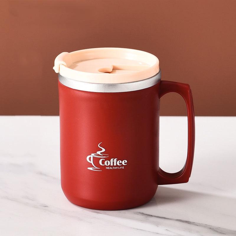 Large Capacity 304 Stainless Steel Mug with Lid & Spoon - Ideal for Coffee, Tea & Water Separation.