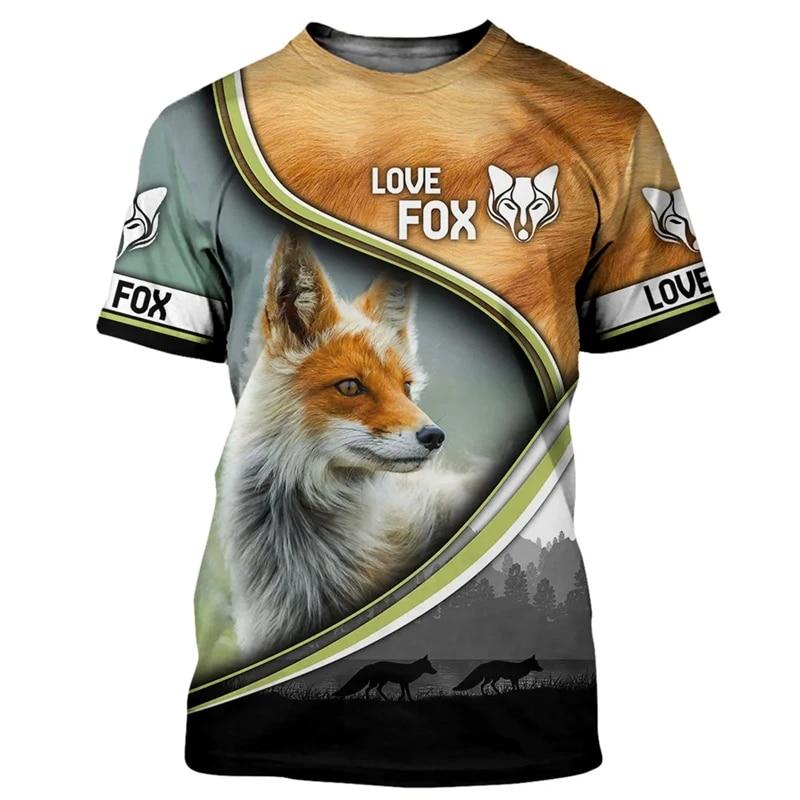 

Мужская футболка с 3D принтом лисы, летние футболки с круглым вырезом и короткими рукавами, мужские футболки, повседневные большие мужские костюмы Hunter, топы 4XL XXXL