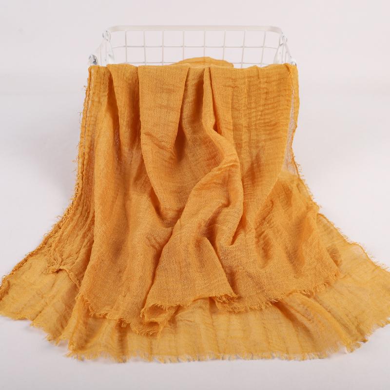 Ramadan Cotton Crinkle Headband Veil Scarves Women Solid Color  Head Wraps Long Scarves Turban Headband Muslim Fashion Headscarf