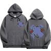 Unisex Hooded Sweatshirt With Rose Fork Print Loose Fit Winter Casual Sportswear