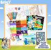 Bluey Ultimate Activity Backpack with 4 Sticker 4 Suction 4 Surprise Scratch 2 1 Roll of Coloring 4 Gifts for Kids 10+ Activities, Suncatchers, Cups,